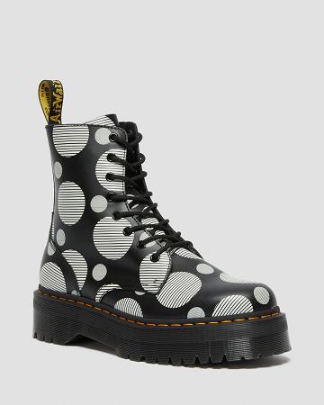 Botas Plataforma Dr Martens Jadon Polka Dot Smooth Cuero Hombre Negros | MX 252XYU